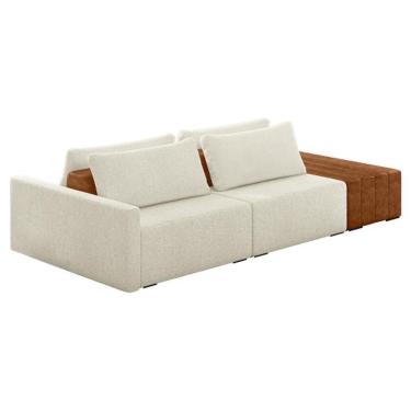 Imagem de Sofá Ilha Modular Living Com Puff 232cm Georgia Z08 Boucle Bege/caramelo - Mpozenato