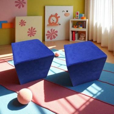 Imagem de Kit 02 Mini Puff Banqueta Quadrado Decorativo material sintético e Sue