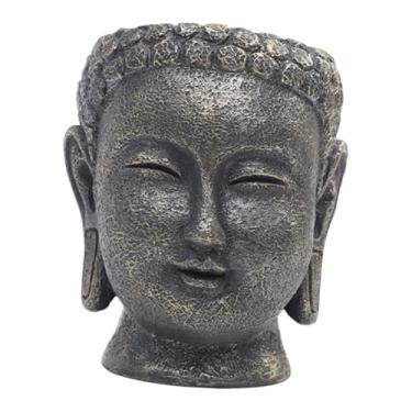 Imagem de IEUDNS Vaso de Flores em Formato de Cabeça de Buda, Ideal para Decoração, Presente E Artesanato. Perfeito para Jardim, Quintal, Café E Pátio, 9 cm x 9,4 cm x 11 cm