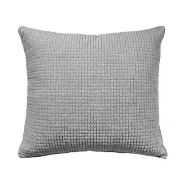 Imagem de 1 peça de capas de almofada minimalistas sólidas - mistura de linho de algodão premium 38 x 38 cm, fronhas decorativas para sofá e cama (cinza) - Fecho de zíper oculto