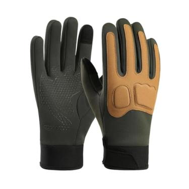 Imagem de Generic Luvas de motocicleta com tela sensível ao toque, luvas de ciclismo à prova d'água para homens e mulheres para clima frio, quadriciclo, atividades, Verde Amarelo