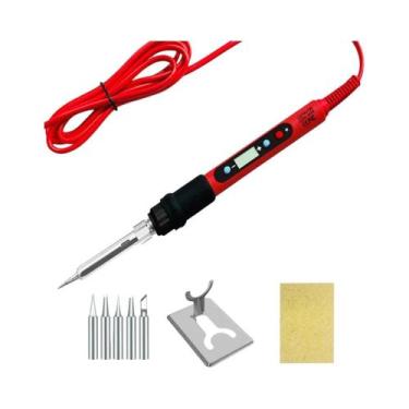 Imagem de Kit De Ferro De Solda Com Temperatura Ajustável 80W, Display LCD, Aque
