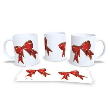 Imagem de Caneca Natalina com Desenhos de Árvore de Natal, Papai Noel e Rena, Porcelana Branca, Decoração Festiva (18)