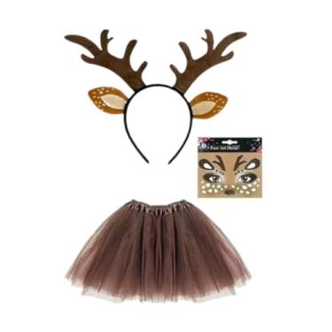 Imagem de Dynwave Fantasia de Rena de Natal: Lindo Vestido para Apresentação, Aniversário e Baile de Máscaras com Maquiagem, Marrom