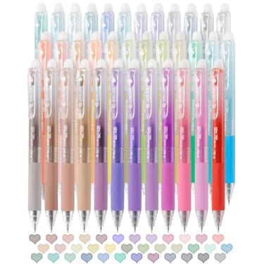 Imagem de Solati Canetas de gel apagáveis de 36 cores, canetas apagáveis coloridas de ponta fina de 0,7 mm, fazem com que os erros desapareçam, tintas de cores sortidas para desenhar, escrever, planejar e