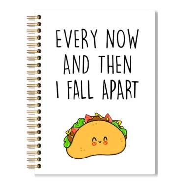 Imagem de Vgrti Every Now and Then I Fall Apart Caderno espiral para escritório escolar, caderno fofo de taco, presentes engraçados para amantes de taco para mulheres, amigas, colegas de trabalho, irmã melhor
