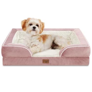 Imagem de Comfort Expression Cama para cães pequenos, impermeável, com espuma ortopédica, sofá-cama confortável para animais de estimação com capa removível lavável e fundo antiderrapante (P, rosa)