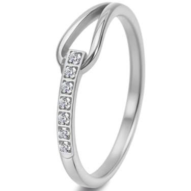 Imagem de Jude Jewelers Anel de aço inoxidável estilo eternidade casamento noivado compromisso aniversário declaração anel, Metal, Sem pedra preciosa