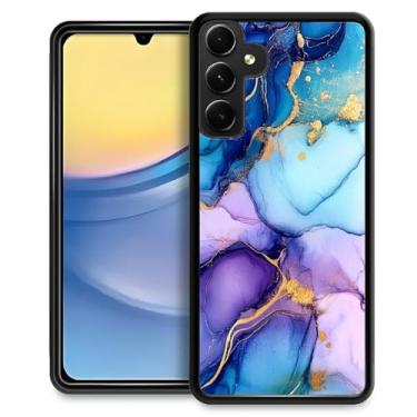 Imagem de WANKBLC Compatível com Samsung Galaxy A15, proteção à prova de choque para homens mulheres antiderrapante para Samsung Galaxy A15 Crazy Pattern espirais de tinta de álcool azul roxo dourado