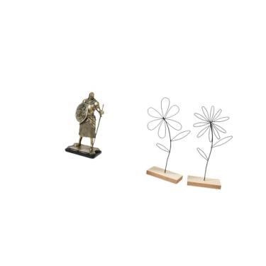 Imagem de Fenteer Escultura de Cavaleiro Europeu E Flor de Ferro - Ornamento Criativo para Mesa, Minimalista, em Arame Metálico, para Entrada, Sala de Estar Ou Escritór