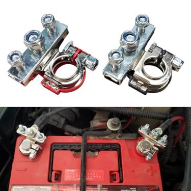 Imagem de Lyxheth 2 peças de conectores de terminal de bateria, terminal superior de bateria, kit de conectores de cabo de bateria de 3 vias, braçadeira de terminais, terminais de bateria resistentes universais