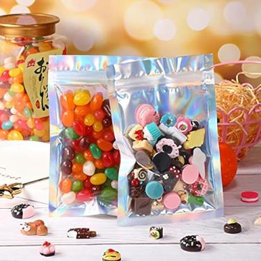Imagem de 20/50 peças de sacos de embalagem resseláveis, sacos à prova de alumínio, bolsa plana à prova de cheiro, iridescente transparente e selável para armazenamento de alimentos, joias de lanche (10,5 * 15