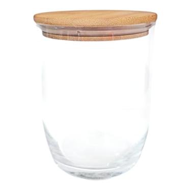 Imagem de Pote vidro com tampa bambu hermético 750 ml para mantimentos alimentos cantinho do café