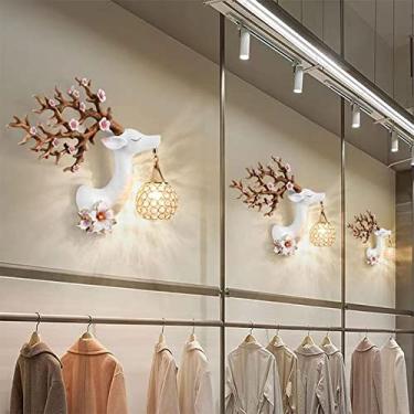 Imagem de Luminária de parede moderna em formato de veado, estilo criativo, para sala de estar, quarto, escritório, casa de campo, hotel, quarto infantil, corredor, luz decorativa LED (Estilo 19, conj