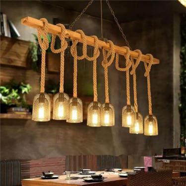 Imagem de Luminária pendente vintage industrial com LED, estilo americano, ideal para sala de estar, restaurante, quarto, casa de campo, loft, loja de roupas, café, bar, casa de família (U 8 lâmpadas)