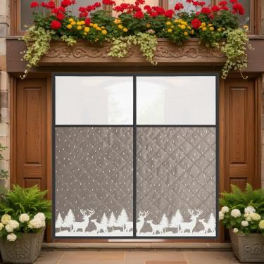 Imagem de Hahafelt Cortina de porta com isolamento térmico magnético de floresta de inverno com janela, capa de porta blackout Oxford, tampa de corrente de ar de economia de energia para entrada de casa de