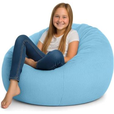 Imagem de Pufe de armazenamento recheado (sem enchimento) veludo cotelê premium ultramacio lavável perfeito organizador de economia de espaço para crianças, adolescentes e adultos para manter os brinquedos de