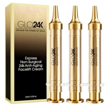 Imagem de GLO24K instantâneo Facelift creme com ouro 24k, ácido hialurônico, Peptídeos e vitaminas. Valor Pacote de 3. Uma poderosa alternativa não invasiva para injecções.
