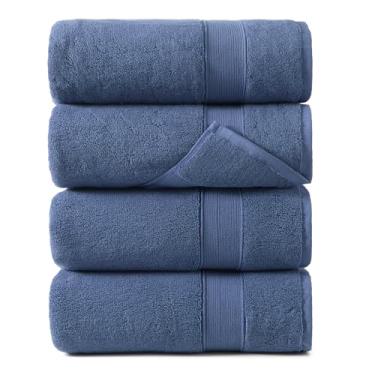 Imagem de REDKISS Pacote com 4 toalhas de banho de algodão marinho - extra grande, super absorvente, conjunto de toalhas waffle de secagem rápida para banheiro, spa, academia e viagens - luxo, pelúcia, 89 x 178
