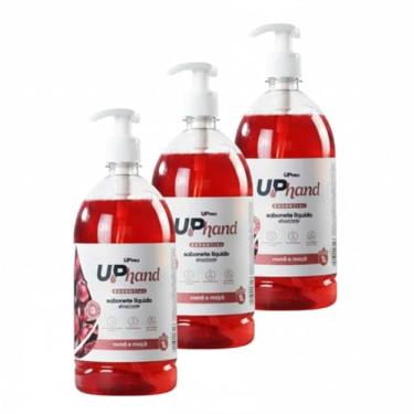 Imagem de Kit 3 Sabonetes Líquidos Glicerinados 1L Romã e Maçã Up Hand c/Pump Dispenser UPPRO