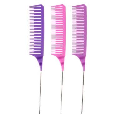 Imagem de Pente de tingimento para colorir, 3 peças, acessórios de barbeiro, escova de cabelo, pentes para pentear, realçar, conjunto de pente com cauda (A)