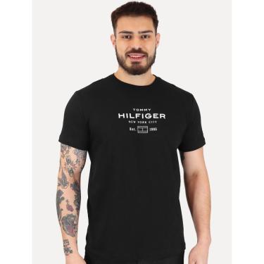 Imagem de Camiseta Tommy Hilfiger Masculina Center New Stack Preto-Masculino
