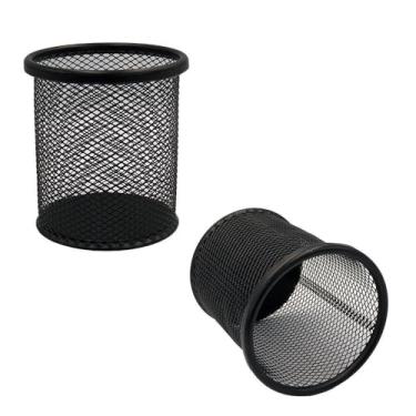 Imagem de Porta Lápis Aramado para Mesa de Escritório, Organizador em Metal Preto, Suporte para Canetas e Acessórios