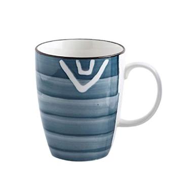 Imagem de Yalych Caneca pintada à mão sob o esmalte caneca de café da manhã design original caneca de escritório xícara de café leite casal caneca de cerâmica com alça presentes de escritório infantil/400 ml