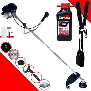 Imagem de Cortador de Grama Profissional À Gasolina 2 Tempos Toyama RT43LB25A 43cc 1,7HP 10.000rpm Roçadeira Multifuncional Com 6 Opções de Cortes + ÓLEO TOYAMA