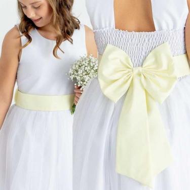 Imagem de Faixa e Laço AMARELO CLARO Infantil Acessório Para Vestido Festa elegâ