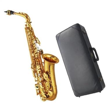 Imagem de Saxofone Profissional Tom Eb Latão Corpo Lacado Ouro Saxofone Alto Com Caixa e Palheta Bocal