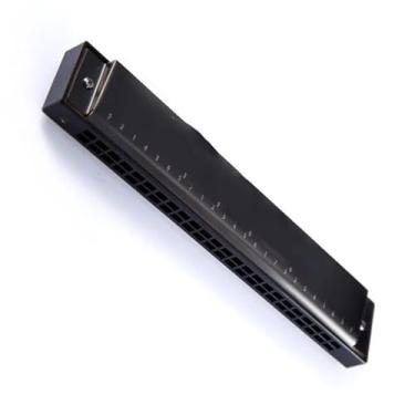 Imagem de Gaita profissional Play Gaita Vibrato 24 furos palhetas de latão durável requintado e nobre corpo de resina preta