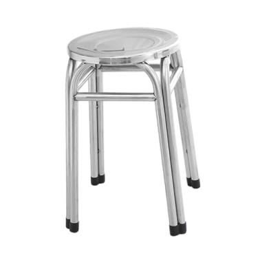 Imagem de WeiLaiKeQi Banco empilhável sem encosto antiderrapante prático industrial fácil de limpar aço inoxidável para sala de aula jardim escritório doméstico