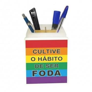 Imagem de Organizador de Mesa Iluminado Cultive o Hábito com LED – Porta Canetas e Acessórios para Escrivaninha | Decoração Quarto e Escritório | Polietileno | Luz Suave