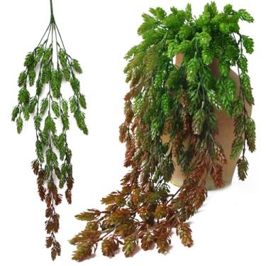 Imagem de 3 peças de decoração de lúpulo falso, guirlanda de lúpulo falso, videiras de plástico realistas, flores artificiais realistas, vegetação sintética para decoração de jardim, festa de casamento, varanda