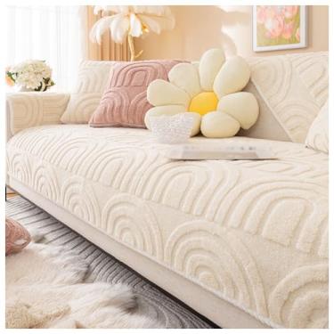 Imagem de SPXMQSS Capa para sofá, capas de sofá espessas antiderrapantes, capas de sofá de pelúcia macias, capas de almofada laváveis, capa de sofá universal em forma de L, protetor de móveis C 110 x 110 cm