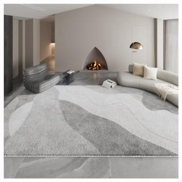 Imagem de SPXMQSS Tapete grande para sala de estar, antiderrapante, lavável, tapete de lã sintética, tapetes ultra macios para quarto, sala de jantar, cinza