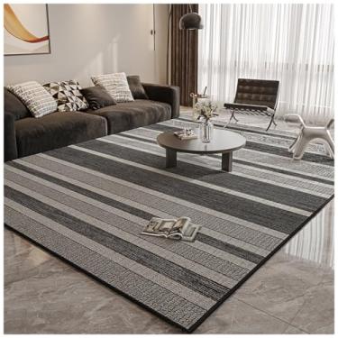 Imagem de SPXMQSS Tapete para quarto, sala de estar com suporte antiderrapante, lavável e resistente à sujeira para quarto, quarto, cozinha, escritório, escritório, preto e cinza, K 200 x 250 cm