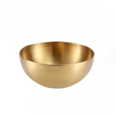 Imagem de Tigela Bowl Aço Inox Dourado 15cm,20cm,24cm,28cm Bacia Multiuso Cozinha (DOURADO 24CM)