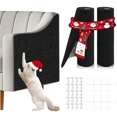 Imagem de 2 peças de 100 x 40 cm, protetor de móveis para sofá de gatos, almofadas autoadesivas aparáveis, arranhadores de gatos faça-você-mesmo para protetor de parede e cobertura de torre de gato (preto)