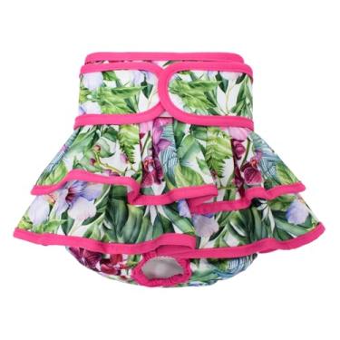 Imagem de Fraldas laváveis para cães fêmeas – reutilizáveis, altamente absorventes, à prova de vazamento, fraldas para cachorros fêmeas - Rosa-Verde-G