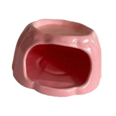 Imagem de Generic Casinha de cerâmica para hamster em formato de, comedouro de desenho animado para uso interno, habitat para hamster, furão, esquilo, gerbo e, Rosa