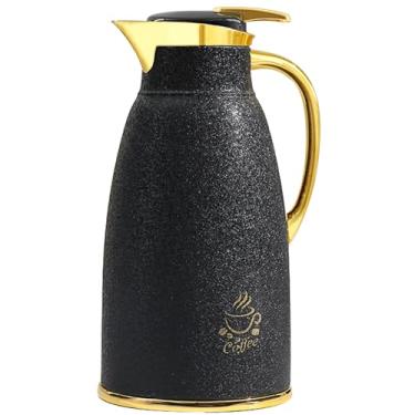 Imagem de Garrafa térmica isolada de café, 1,530 g, bule de café em estilo árabe, frasco isolado para café, bebidas frias, chá, cozinha e decoração de casa (preto)