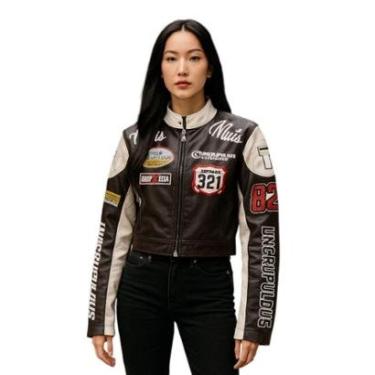 Imagem de Jaqueta Feminina Couro Fake Modelo Motoqueira Curta Muts-Feminino