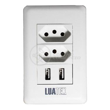 Imagem de Tomada De Parede 2 Entrada Fonte 2 Usb 5v 10a Bivolt
