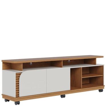 Imagem de Rack Bancada Jurerê 1.8 Com Mesa De Centro Jeri Freijó Off White Matte E Aparador Riviera Freijó - Colibri