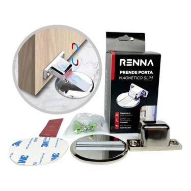 Imagem de Prendedor Fixador Trava Portas Magnético Slim Fixação Adesivo ou Paraf