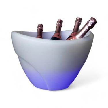 Imagem de Champanheira Balde de Gelo com LED, Parede Dupla Para 4 Garrafas 13L - Branca