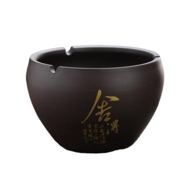 Imagem de Cinzeiro Cinzeiro grande e redondo em estilo antigo, de barro roxo, para uso casa, sala estar escritório