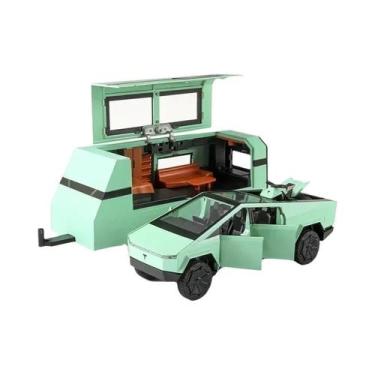 Imagem de Tesla Cybertruck 1:32 - Caminhão de Reboque em Metal com Som e Luzes, 